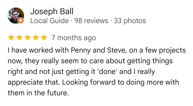 Google Review 1 Google Review by Joseph Ball